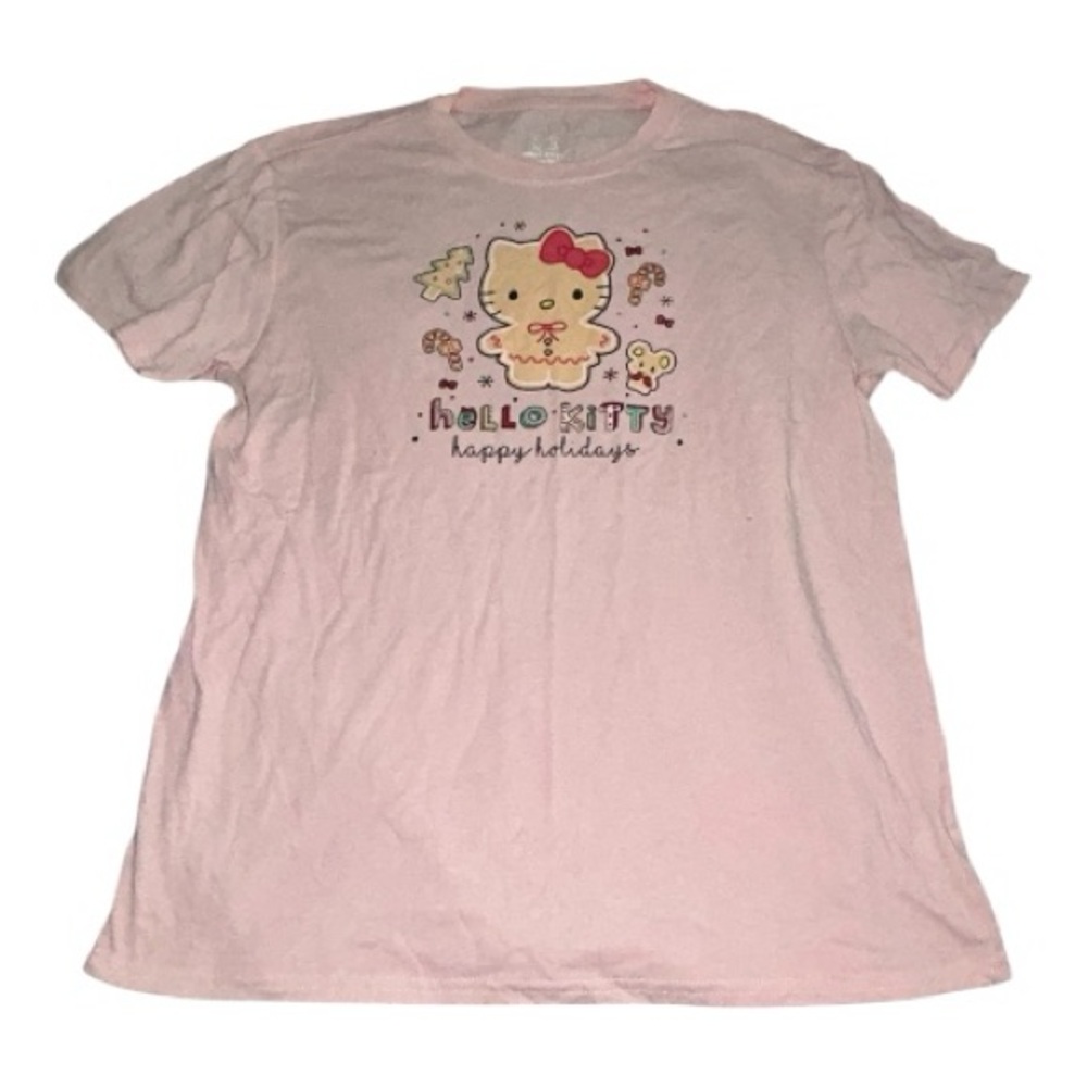 Hello Kitty Sanrio Pink Girly Tee Christmas Happy Holidays XL EUC